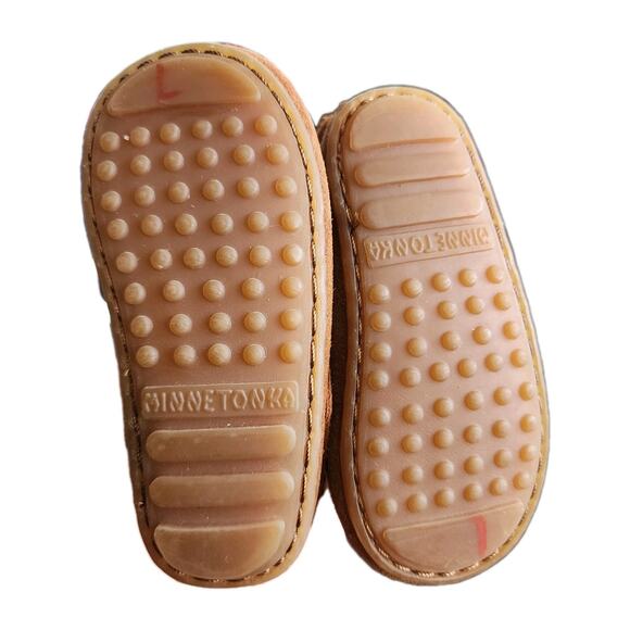 Minnetonka Youth Size 3 Brown Suede Fringe Zip Ankle Moccasin Boots - Picture 5 of 8